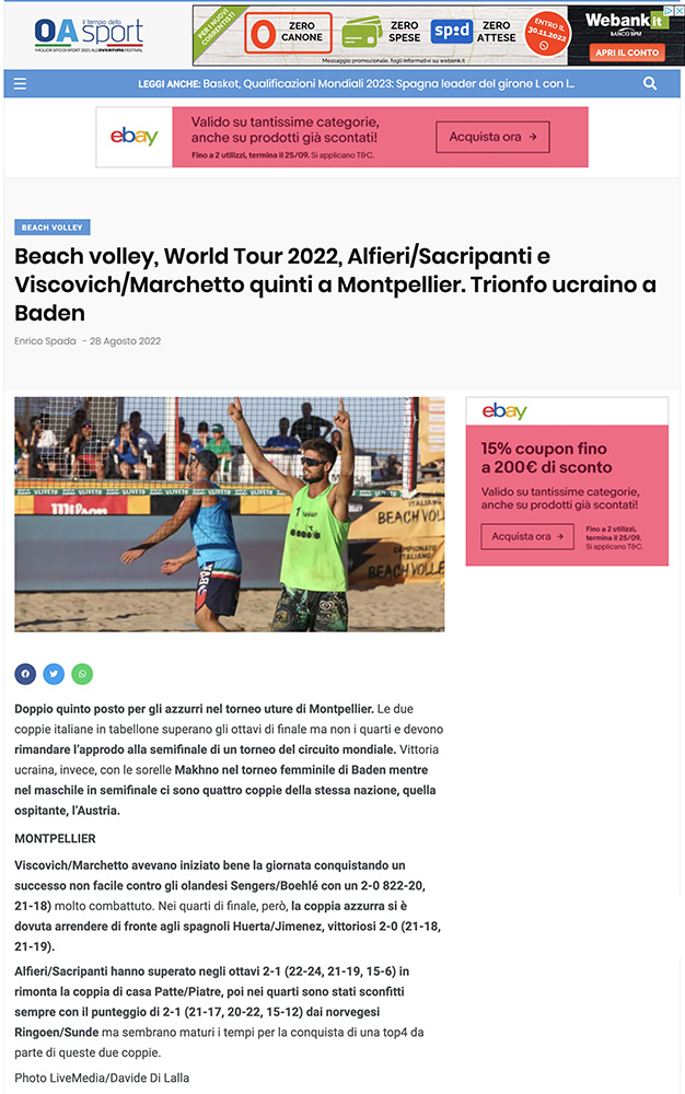 OA Sport: Campionato Italiano di Beach Volley 2022