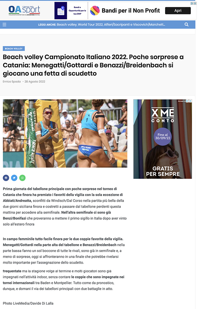 OA Sport: Campionato Italiano di Beach Volley 2022