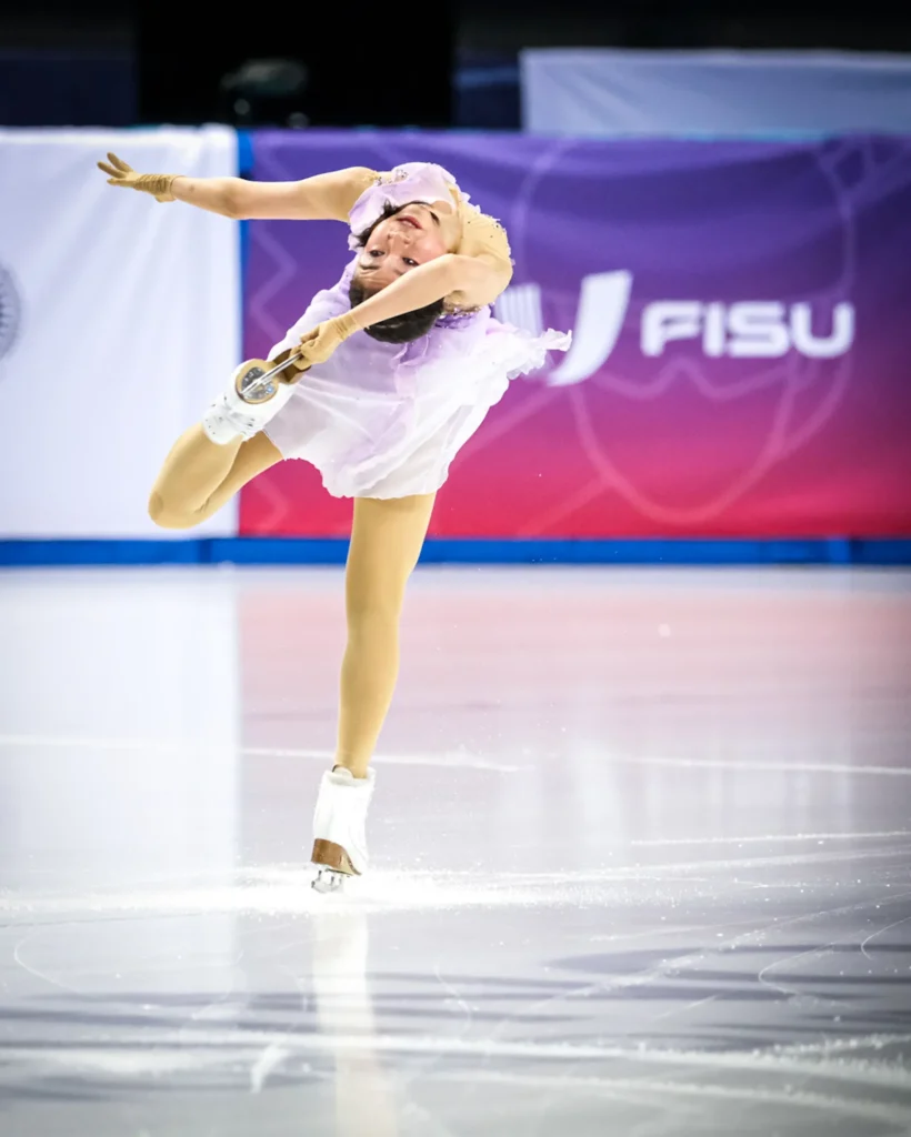 Mone Chiba (JPN) durante il Gala di esibizione di pattinaggio di figura ai FISU Games 2025 di Torino, Italia.