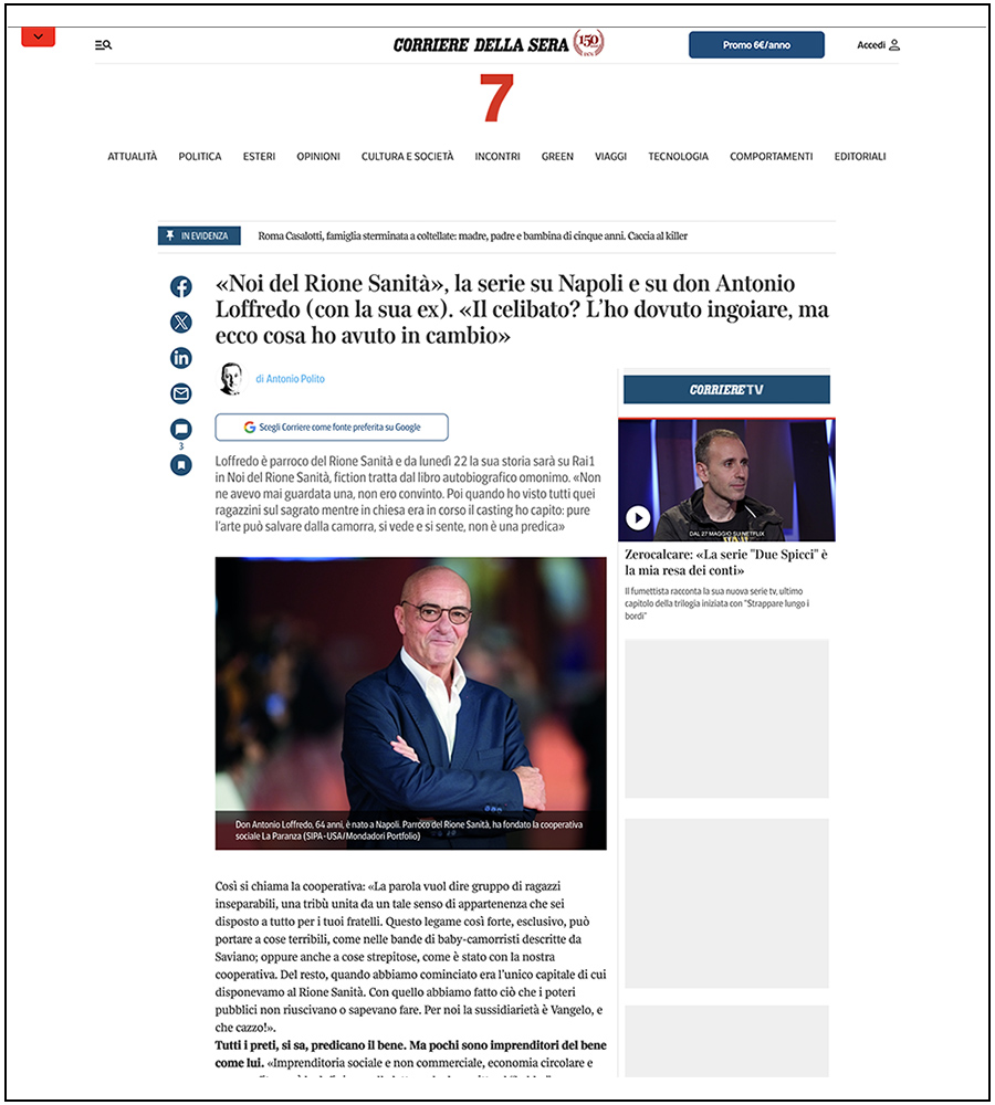 Corriere della Sera - RoFF - Don Antonio Loffredo - Foto Davide Di Lalla