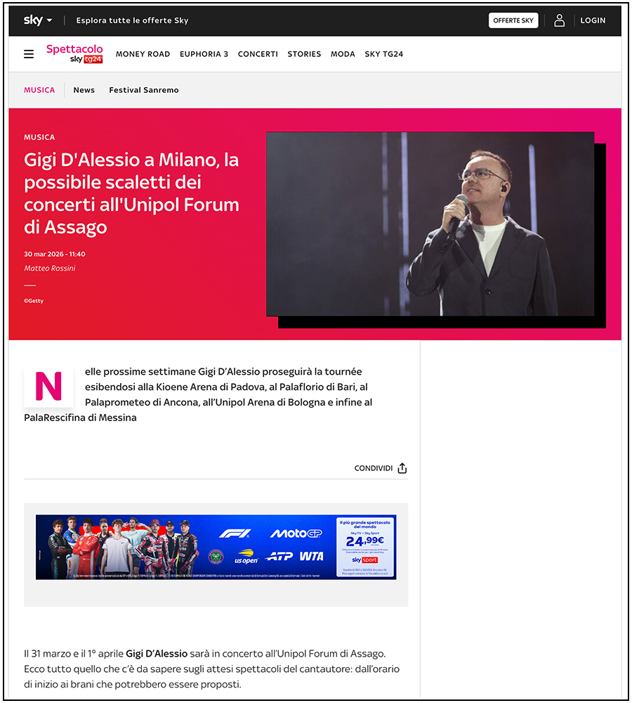 Sky - Gigi D'Alessio - Foto Davide Di Lalla